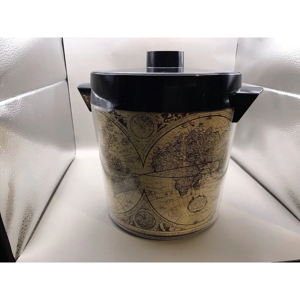 Thermo Serv Ice Bucket World Map Pattern Made In USA 9